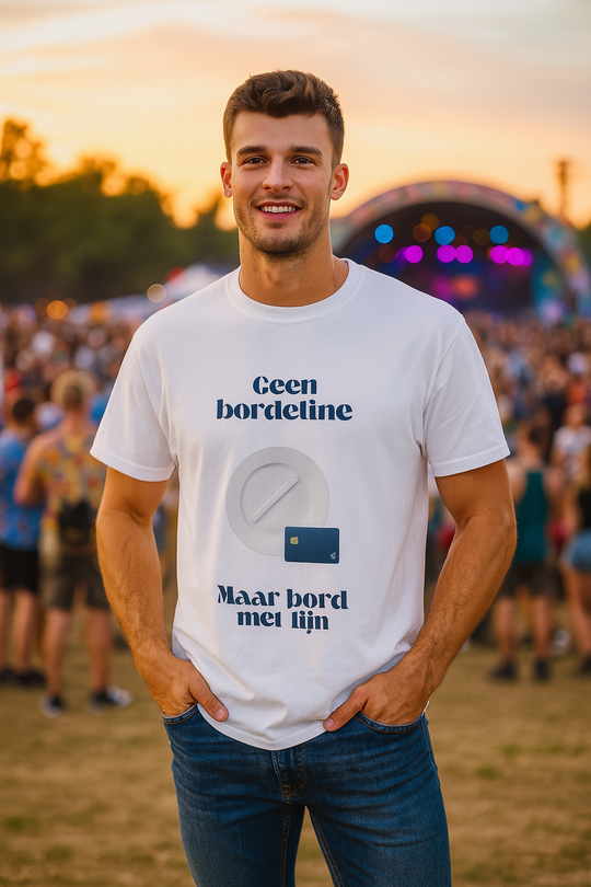 Geen "Borde"line maar bord met lijn - tshirt unisex